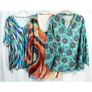 Colorful Lot Emery Rose Floral Mandala Art Tunic Top Blouse 4XL Casual Whimsy